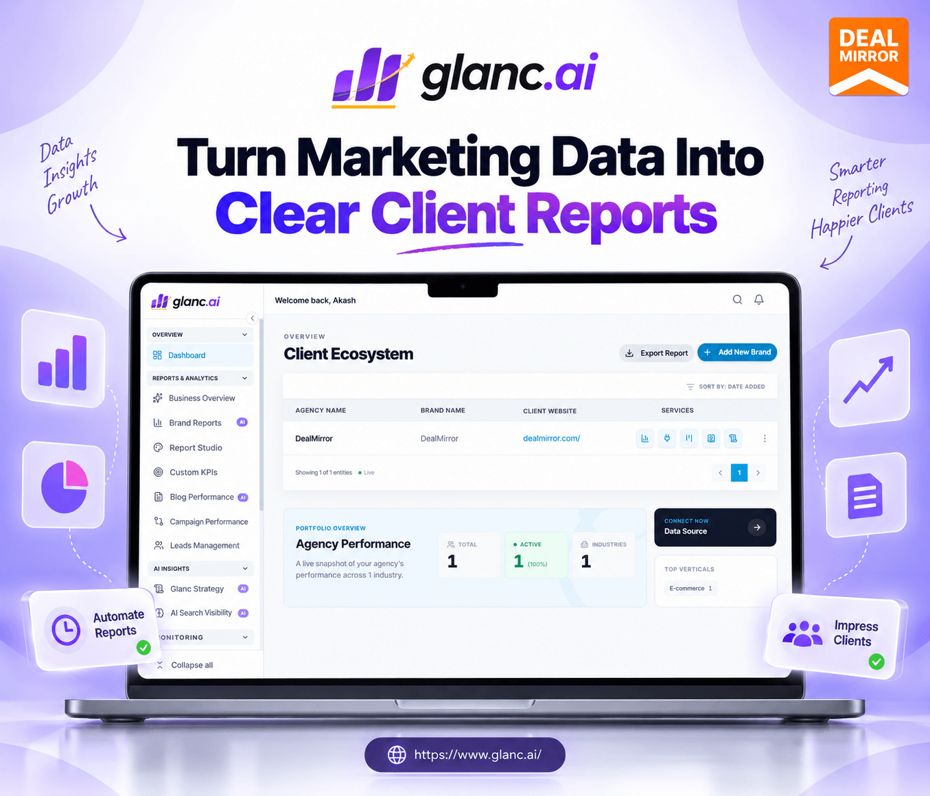 Glanc AI: AI-Powered Client Reporting & Performance Tracking