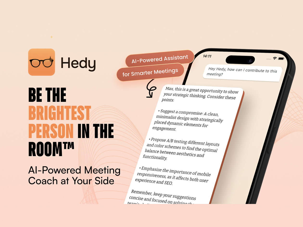 Hedy AI: Real-Time AI Meeting Coach (Pro License, 1-Year Subscription)
