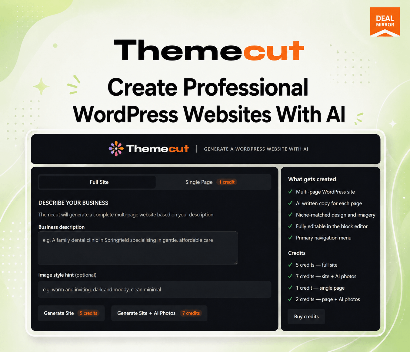 Themecut: Build WordPress Sites From One Prompt