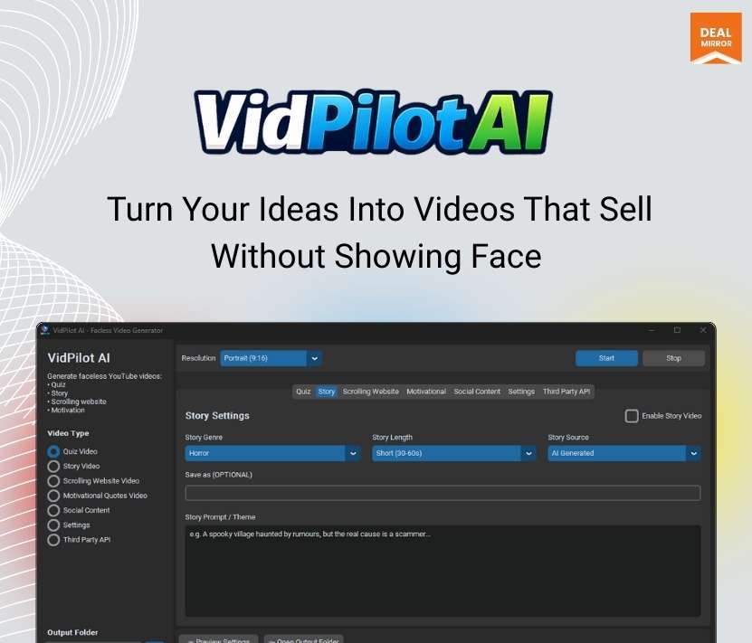 VidPilot AI: Desktop-Based Faceless Video Generator for Engaging Videos